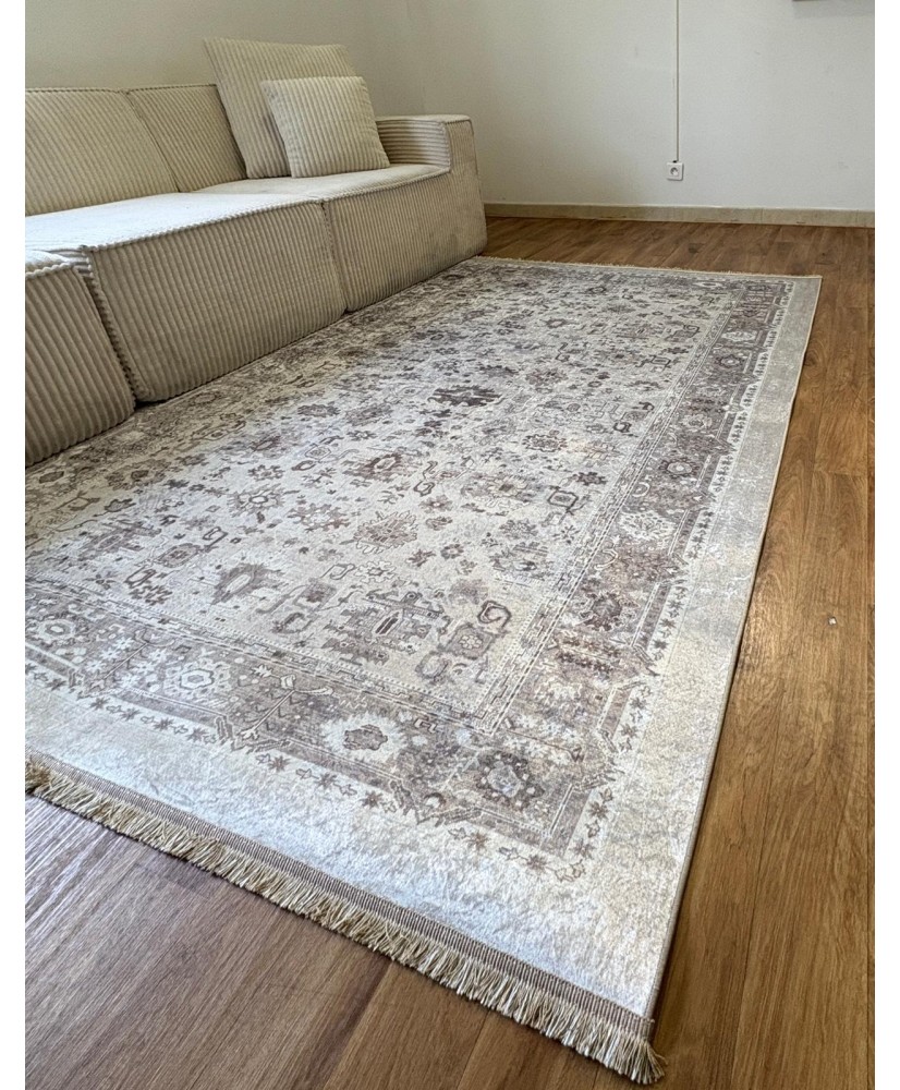 PRINT S-7077 BEIGE GRIS (LAVABLE EN MACHINE)